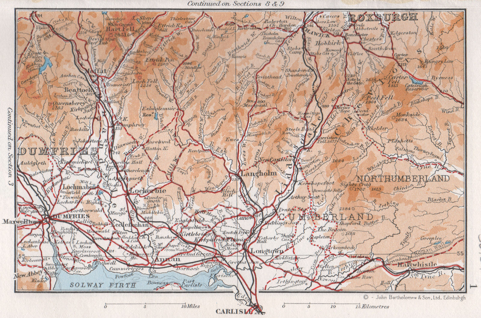 DUMFRIES & GALLOWAY. Vintage map plan. Cheviot Hills. Scotland Carlisle 1967